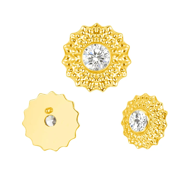 ASTM F136 Titanium Ear Lip Studs with CZ Paved Top