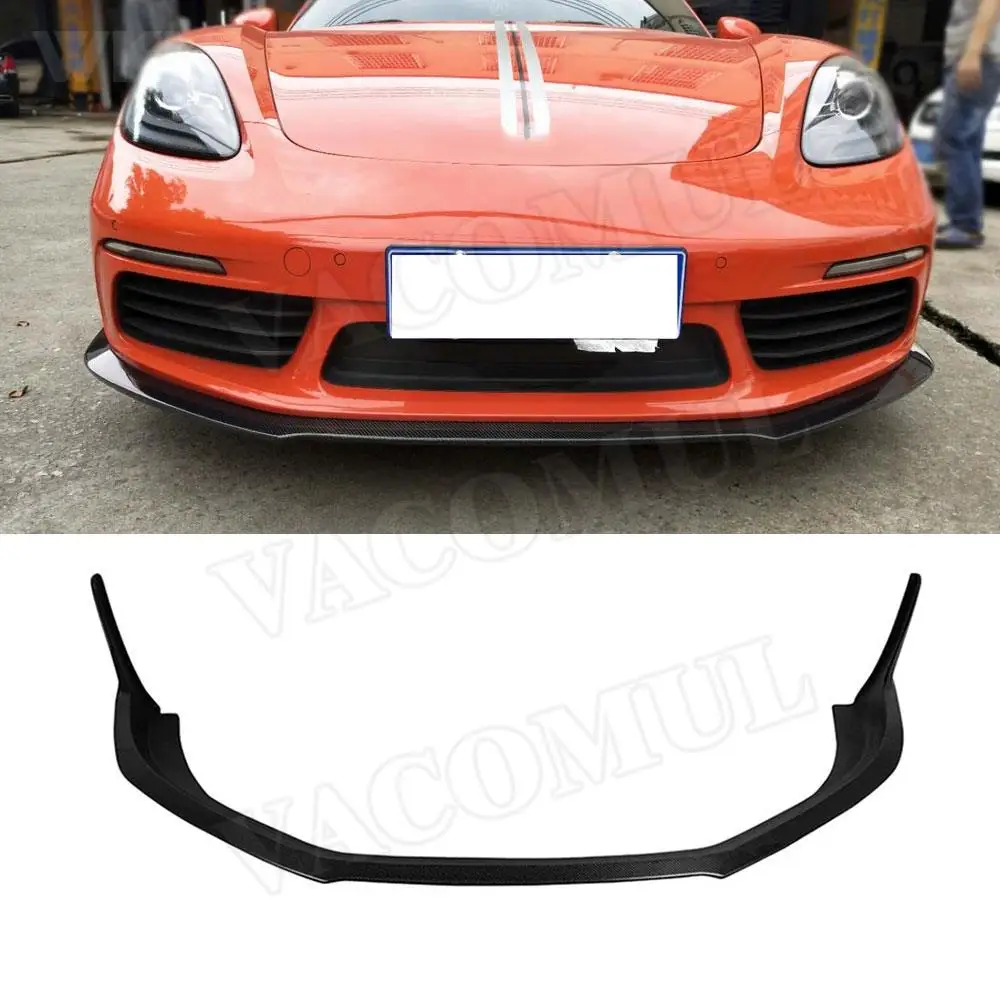 Carbon Fiber Front Bumper Lip Chin Spoiler fit for Porsche 718 Cayman Boxster Base S Coupe 2017 2018 Car Styling