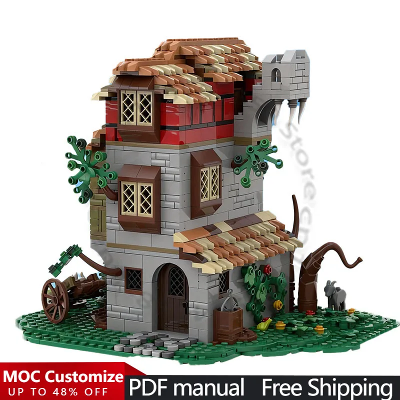 

Набор для сборки 987 деталей City Engineering 10332 - Дом ведьмы MOC, модульный конструктор, популярная развивающая игрушка для мальчиков, подарок на праздники