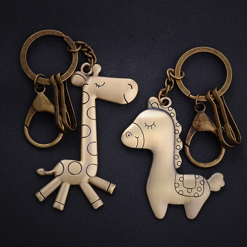 Girl Cute Cartoon Animal Robot Key Chain Brass Decor Women Keychain Bag Pendant Charm Creative Key Ring Lovers Best Gift Jewelry