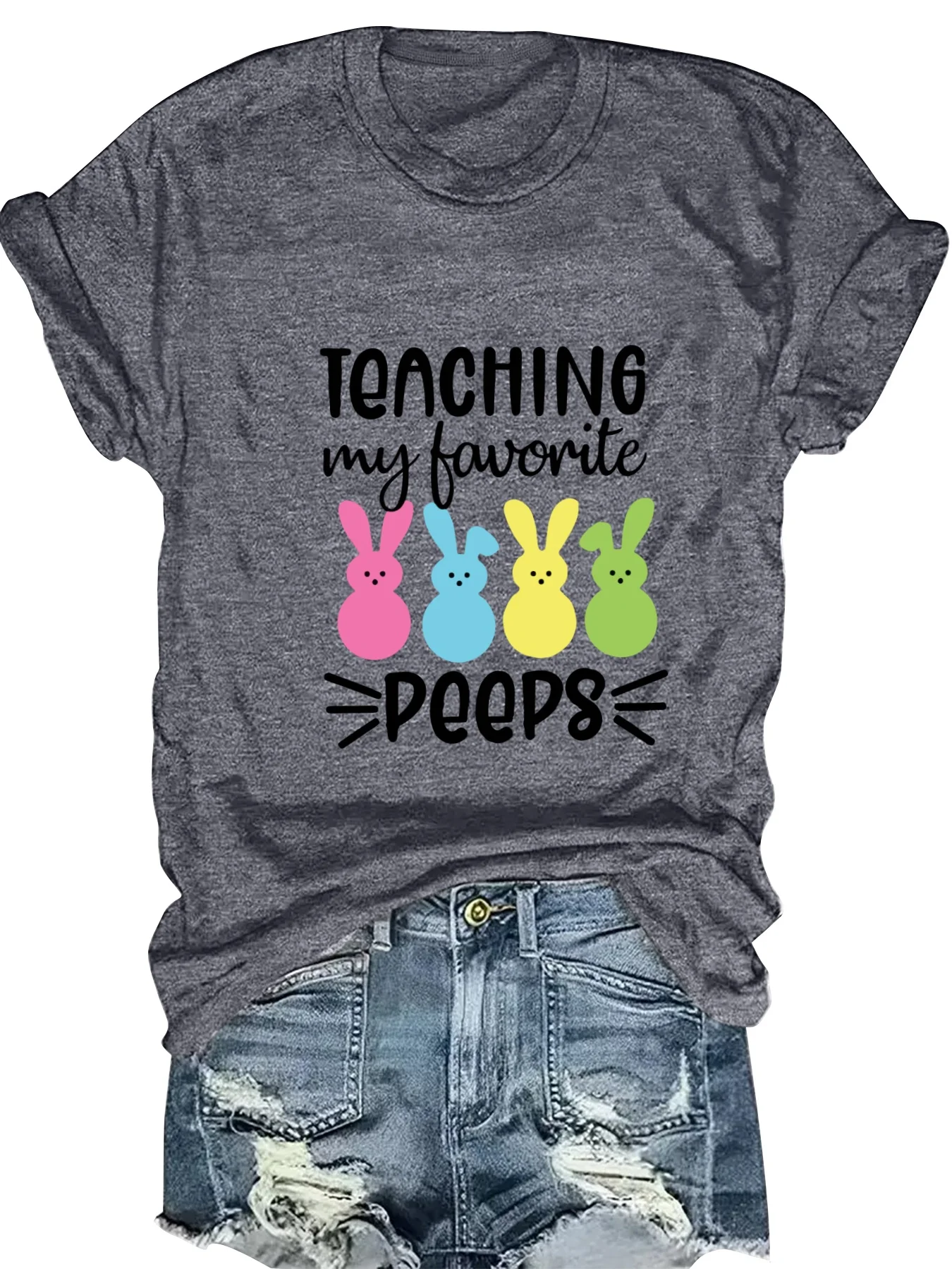 

Fashionable Letter Pattern Print round Neck Short Sleeve Top for Women Stylish Casual Graphic T-Shirt