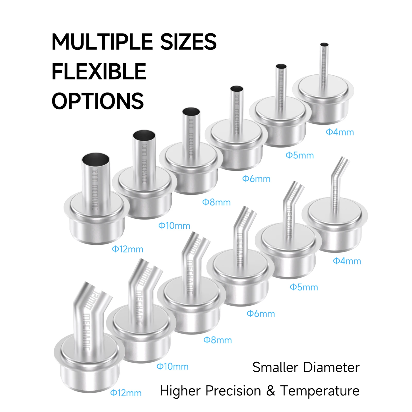 MECHANIC 861 Series Hot Air Gun Nozzle Set  4 5 6 8 10 12 mm Straight Bent Heat Gun Nozzle Mouth For PCB Welding Repair Tool