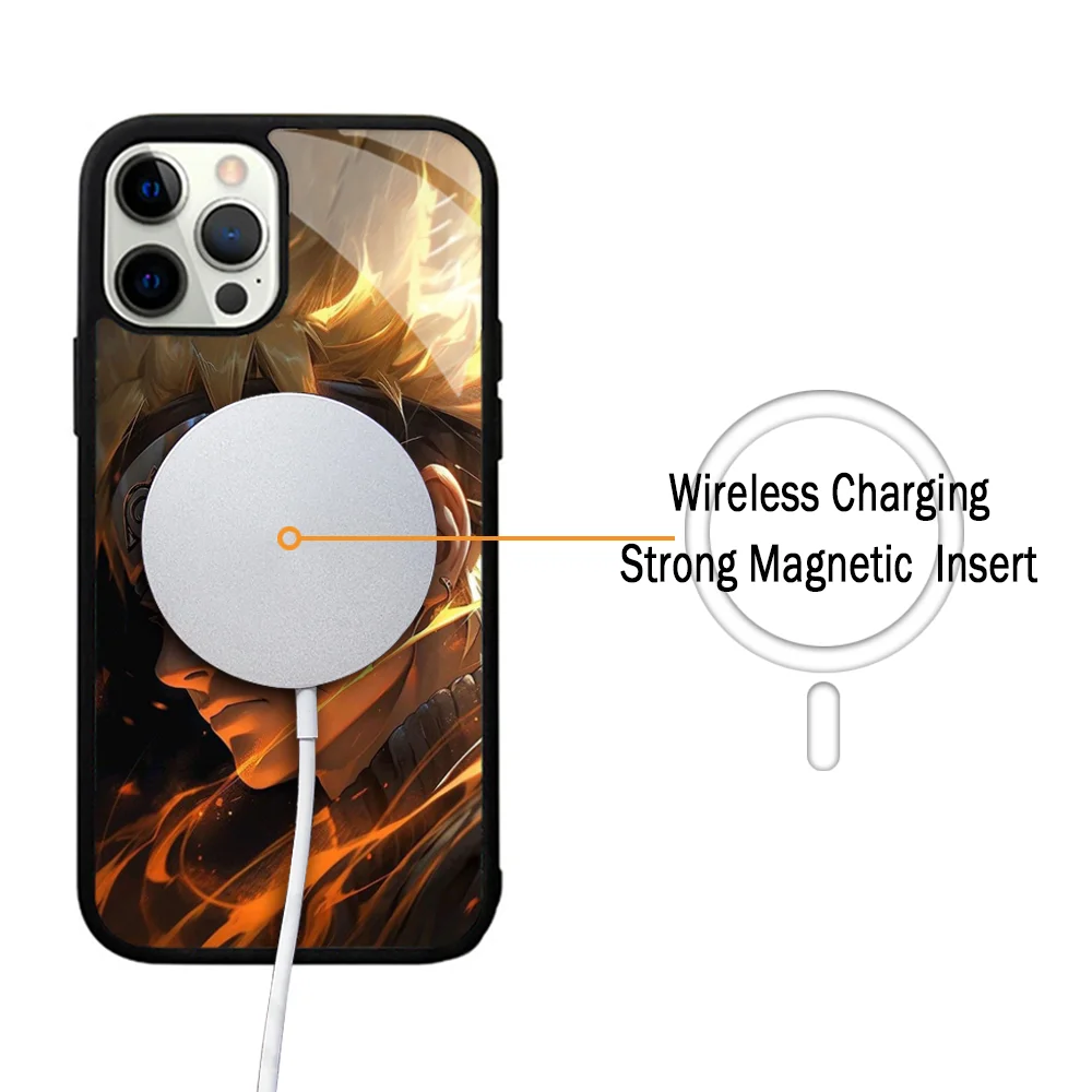 Anime Cool-N-Narutos Phone Case For IPhone 11 12 13 14 15 Plus Pro Max Mirror Acrylic Cover For Magsafe Wireless Charging