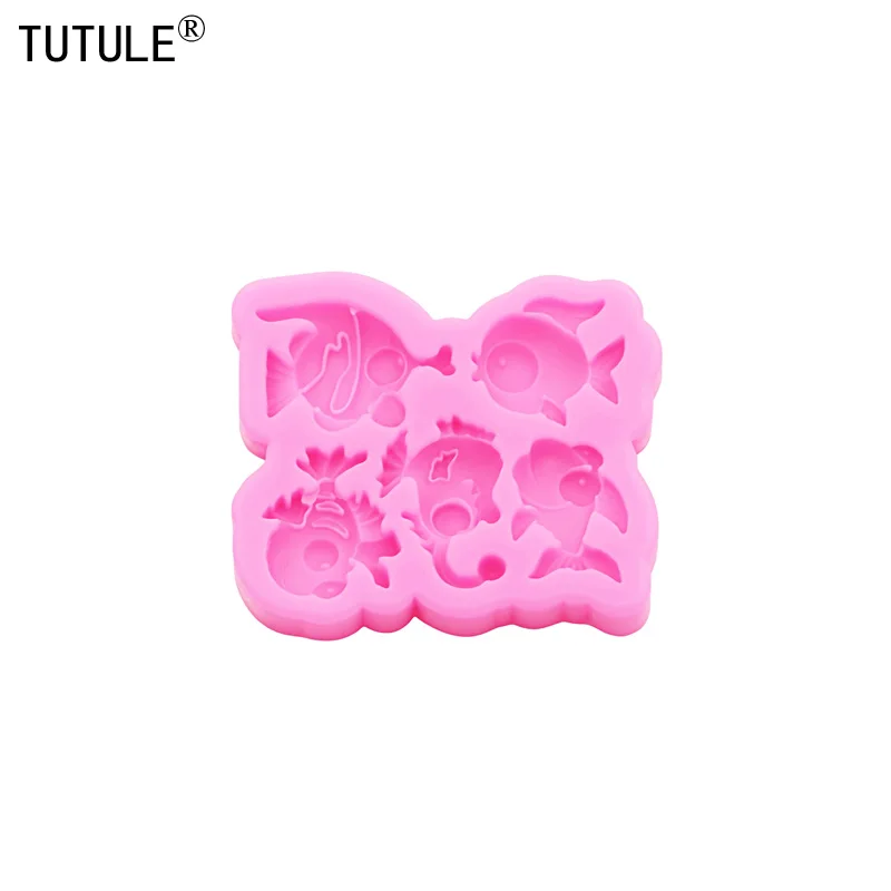 لتقوم بها بنفسك الأسماك الصغيرة الوجه الحلوى كعكة بالشيكولاتة قالب من السيليكون ثلاثية الأبعاد قطرة السمك الغراء مجوهرات اكسسوارات راتنجات الايبوكسي الطين قوالب السيليكون #3