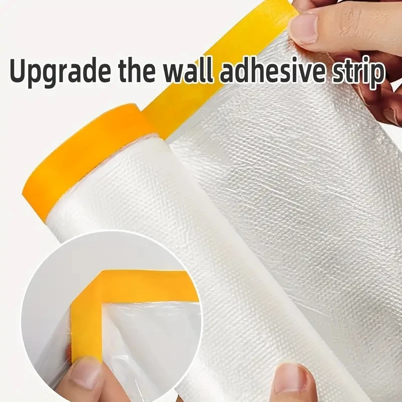 Pre-Taped Masking Film Protection PE Covering Cloth Tape for Spray Paint Automobile Painting Living Room Furniture Dust-proof