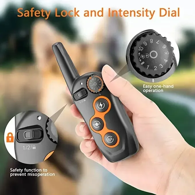 800M Electric Collar Dog Training Waterproof Anti Bark Collar Remote Control Electric Shock Powerful Dog Repeller Training Mode