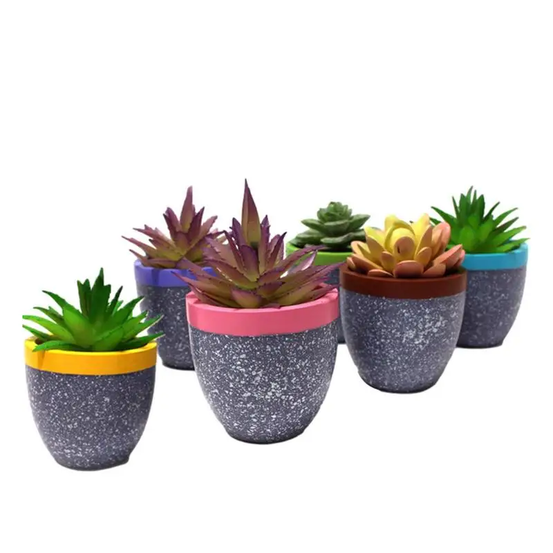 

Resin Flowerpot 6 Pcs Mini Cute Succulent Flower Planting Pot Office Desktop Decoration For Garden Yard Living Room Balcony