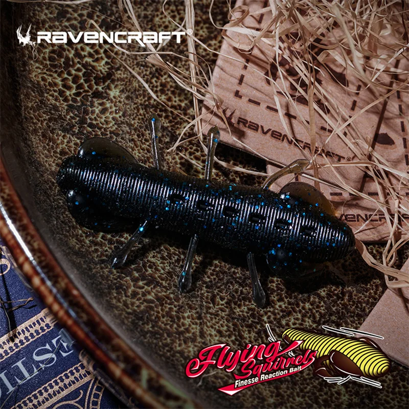 RAVENCRAFT 1.5/1.7/2.0inch Slow Sinking Flying Squirrel Finesse Reaction Bait Shrimp Shape Soft Lure For Freshwater Seawater