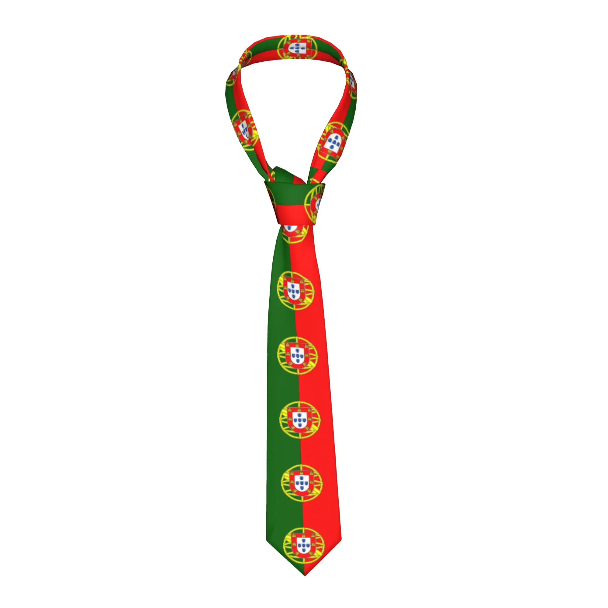 Flag of Portugal Tie Men's Formal Silk Portuguese Republic Coat of Arms Neckties for Party