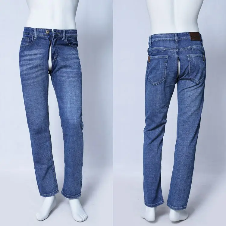 

Men's Trousers Open Crotch Jeans Invisible Full Zipper Open Pants Outdoor Free-take-off Revealing Straight Casual Convenient