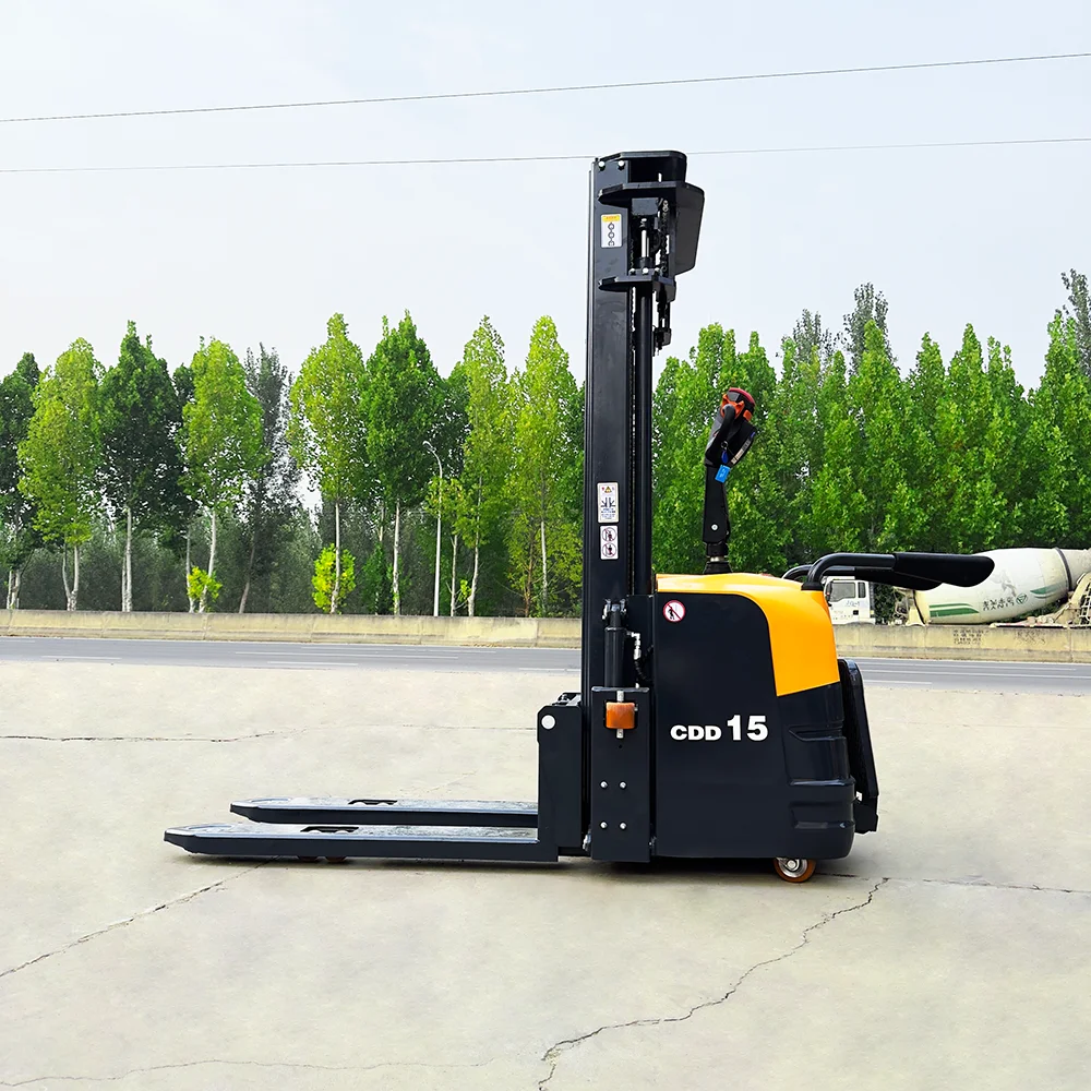 Chariot élévateur électrique économique CDD15 de 3,3 mètres avec batterie au plomb 48V/32AH, alimentation CA et déplaceur latéral hydraulique