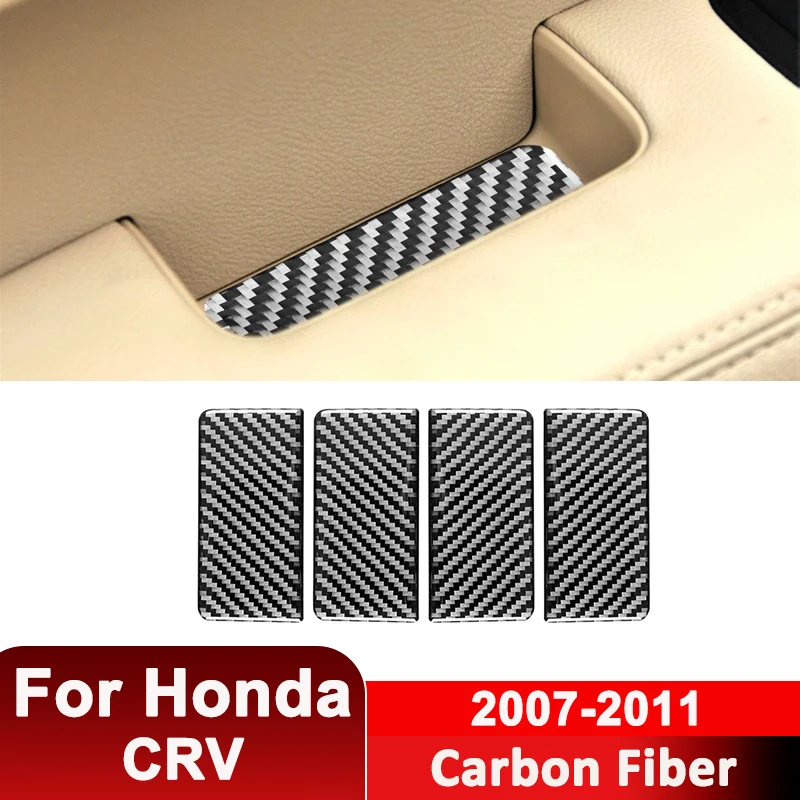 

For Honda CRV 2007-2011 Carbon Fiber 4PCS Car Door Armrest Groove Gasket Protective Cover Decorative Sticker Interior Parts