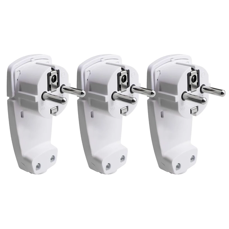 L47A-3Pcs Schuko Angled Plug Flat, Schuko Flat Plug 250 V (16 A), Schuko Plug, Schuko Plug Flat, EU Plug
