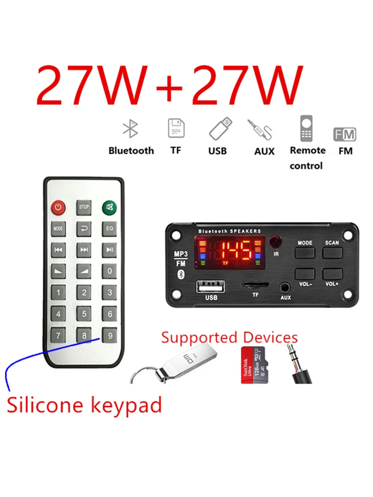 Placa amplificadora de potencia de 50W, reproductor inalámbrico sin pérdidas, pantalla a Color, 25W x 2, PCBA módulo Bluetooth, promoción