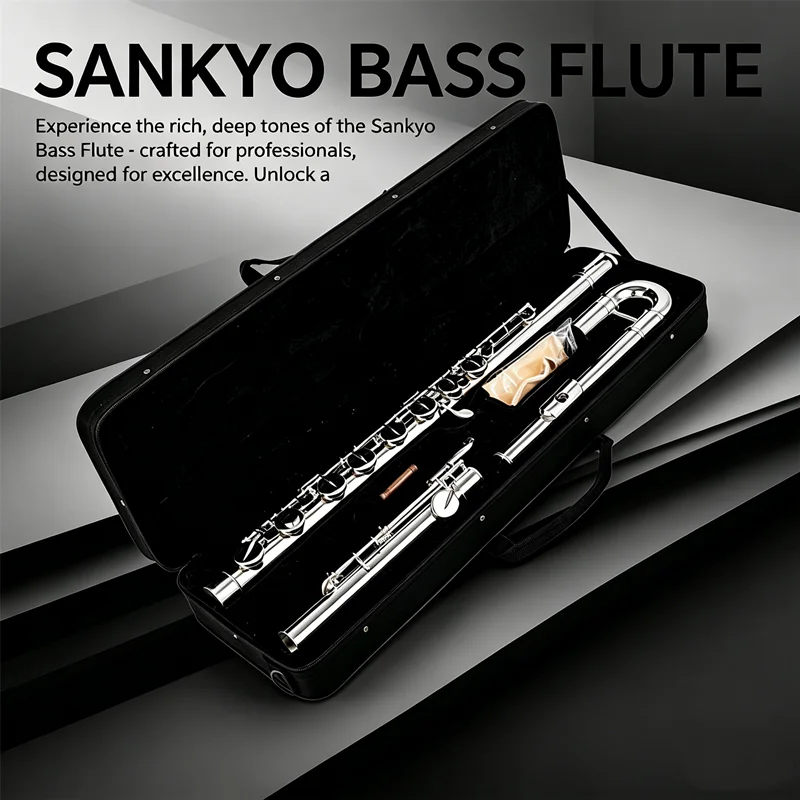 Sankyo C Tune Silver Plated Copper Flute 16 Keys Professional Musical Instrument with Case Closed Holes