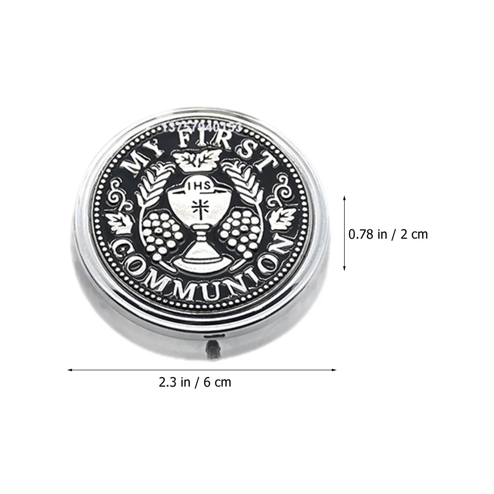 

2Pcs Metal Rosary Box Zinc Alloy Small Round Jewelry Case Lightweight Portable Catholic Baptism Gift Organizer