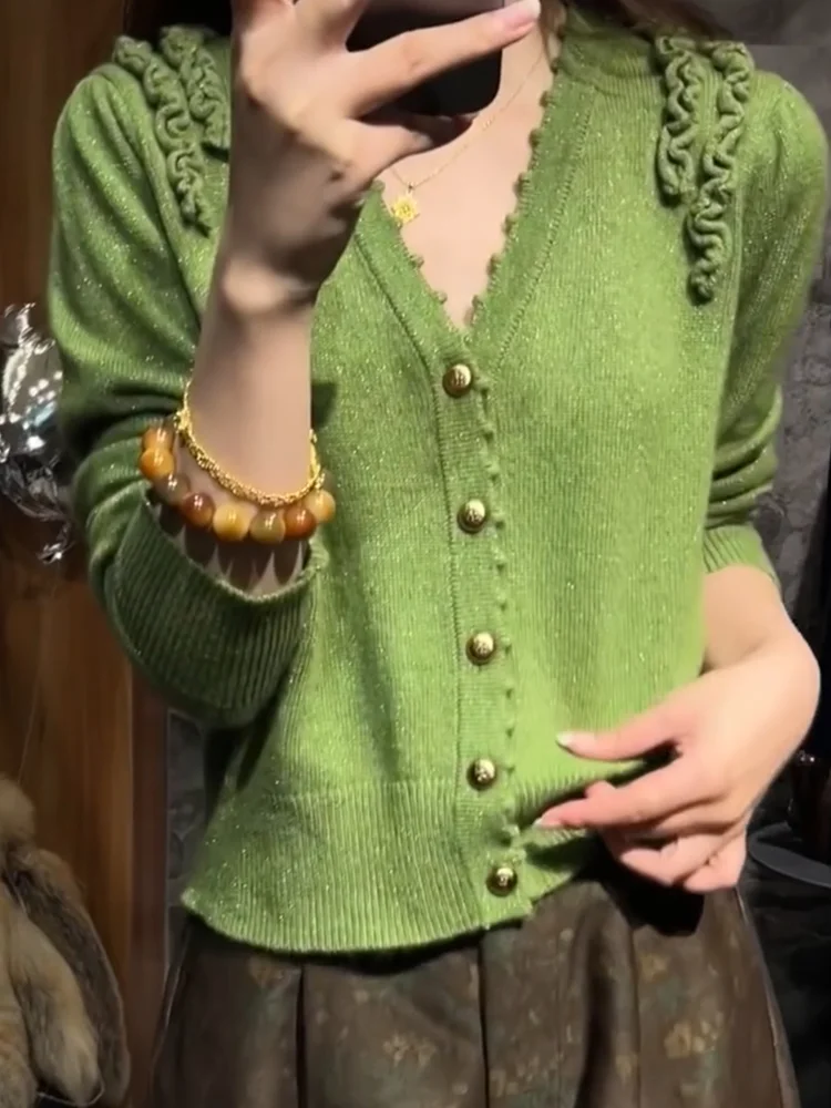 

Ele Heavyweight Knitted Open Cardigan Autumn New Sle plus Size Versatile Agel Top Quali Crtsmanip Korean Sle