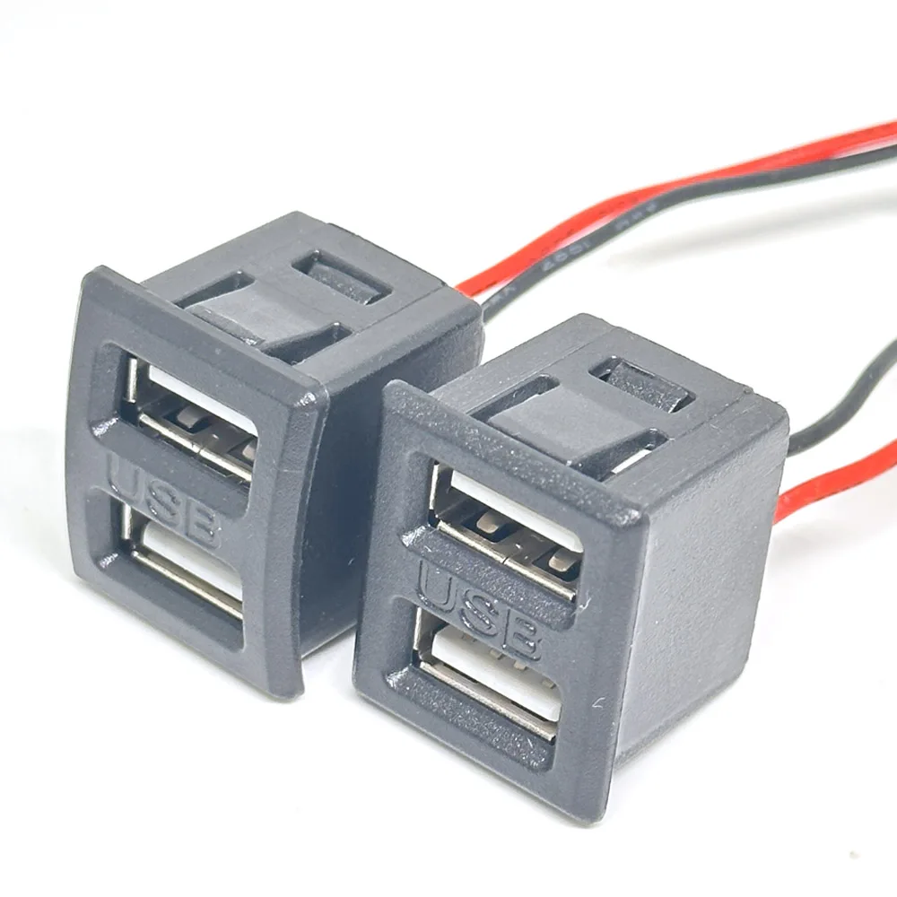 1PCS USB Female Base Type-C Double-Layer Socket USB A Female Lamp Charging Socket Power Socket with Cable Connector