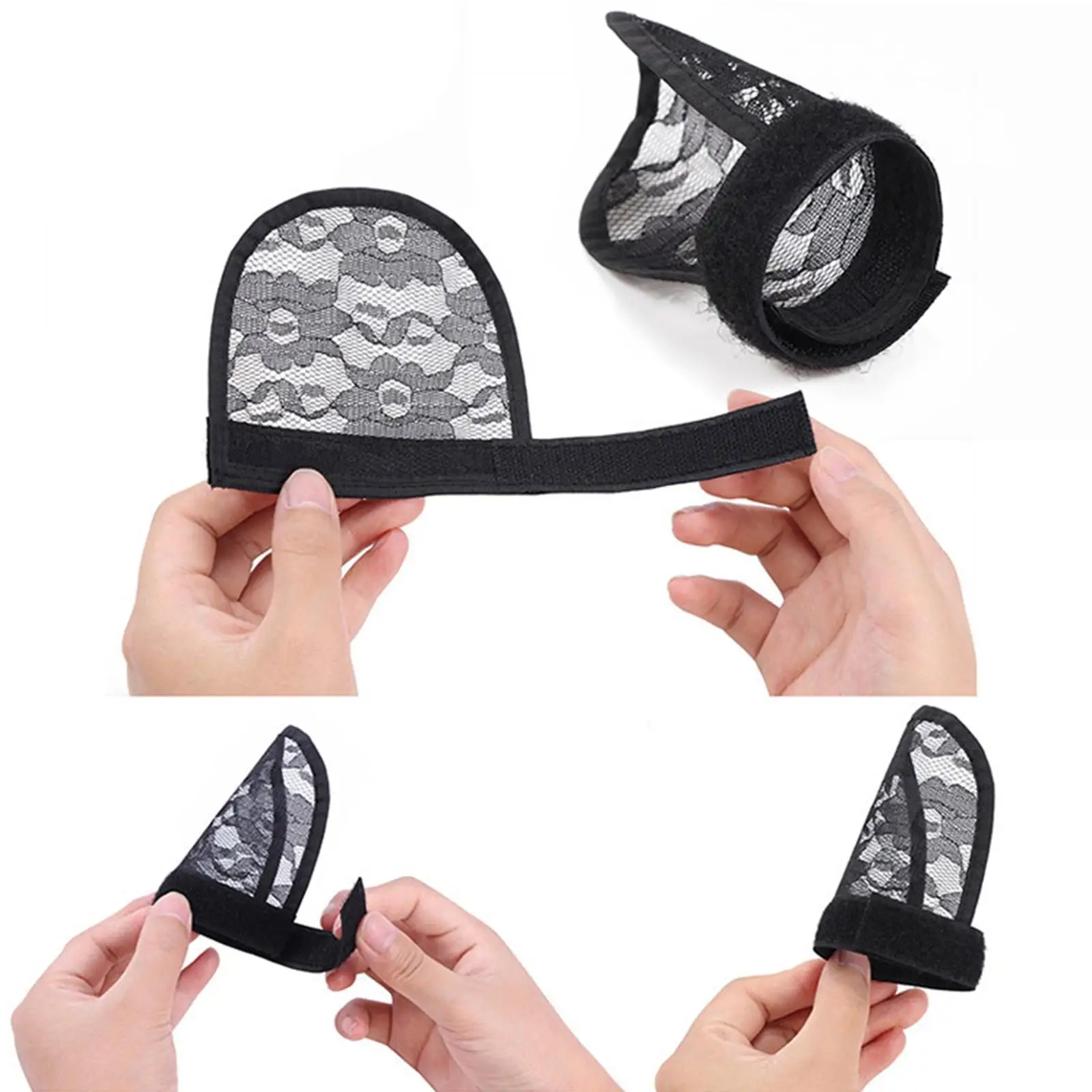 Ponytail Weaving Net Wig Caps Adjustable Strap Lace Mesh Base for Afro Puff Buns Hair Making Accessories Women