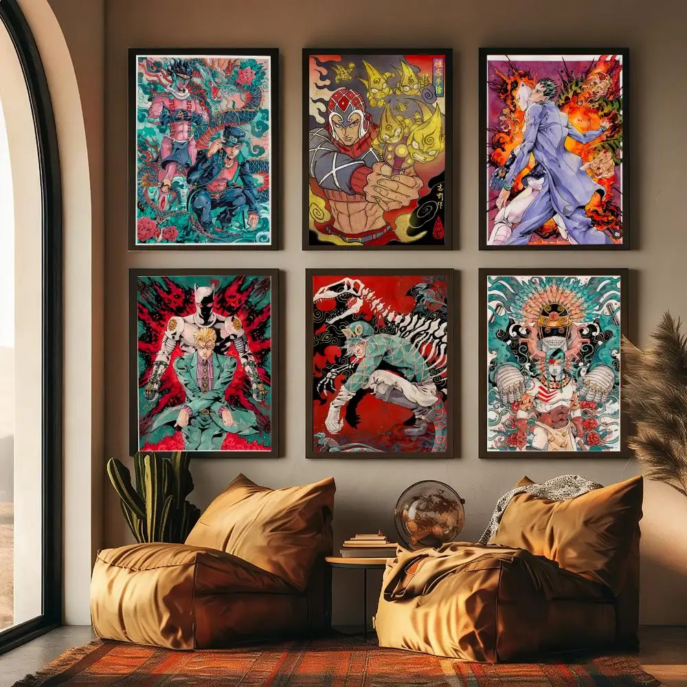 Anime J-joJo's Bizarre Adventure Painting Calligraphy High-Quality Cotton Canvas Poster Wall Art for Living Room  House Decor