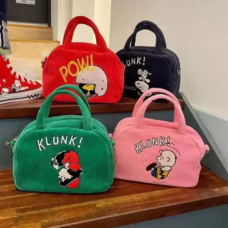 

Snoopy Corduroy Girls messenger Bag Cartoon Embroidered Shoulder Bag Canvas Handbag Cross Body Shoulder Handbag