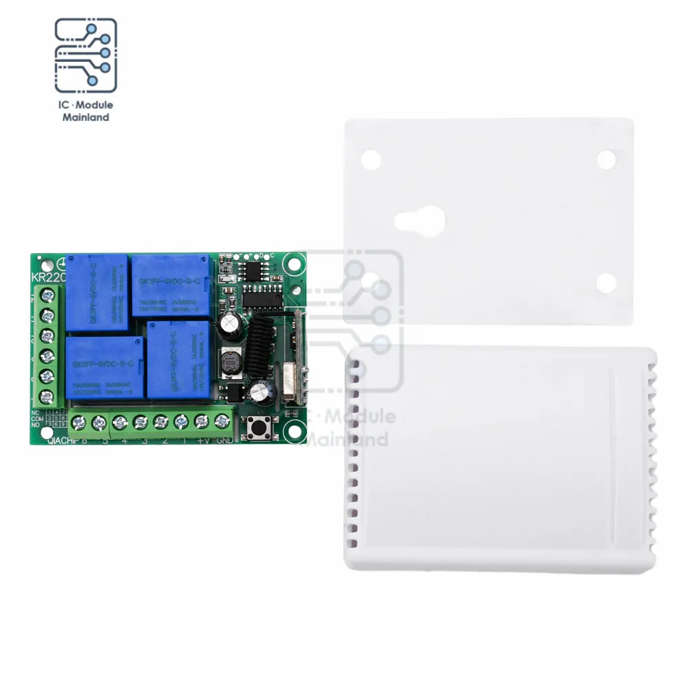 AC90-220V Four Way Relay Module 433MHZ Wireless Controller Receiver Supports Point Action Self-Locking