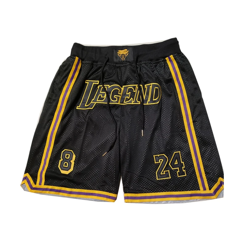 Basketball Shorts Legend 8 24 Four Zipper Pockets Outdoor Sport Shorts High-quality Beach Pants Sewing Embroidery Black 2023 New