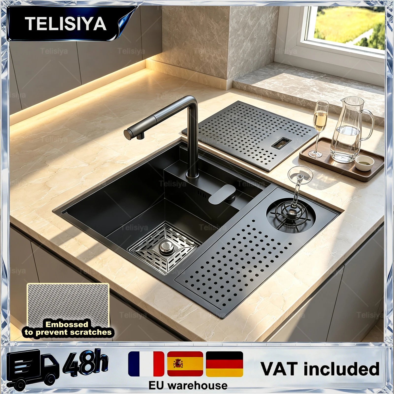 Hidden Bar Sinks Stainless Steel Kitchen Sink With Lid Embossed Washing Small Single Slot Undermount Basin Coffee Shop RV