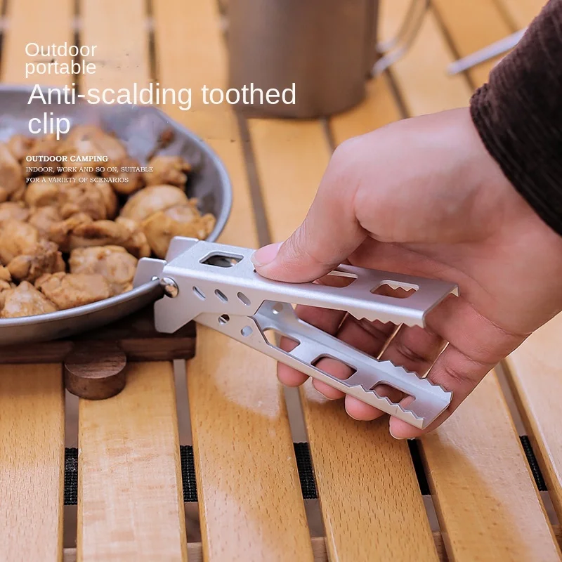 Outdoor Anti-Scald Pot Clip Picnic Tableware Accessories Camping BBQ Clamp Cake Tong Microwave Oven Take Meal Clip Food Clip