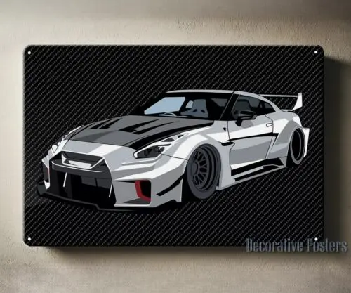 1p,Nissan Gtr Car Metal Poster Tin Sign 20x30cm Collectable Plate