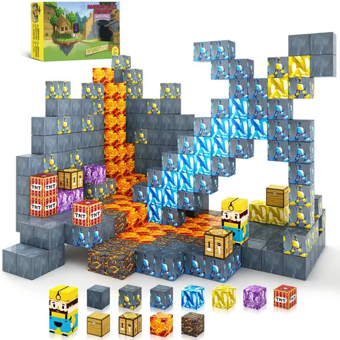 Magnetic Building Blocks Mine Magnet World Edition Sword Caverns Toddler Toy for Children Age 6+, Montessori kids Toys Gifts