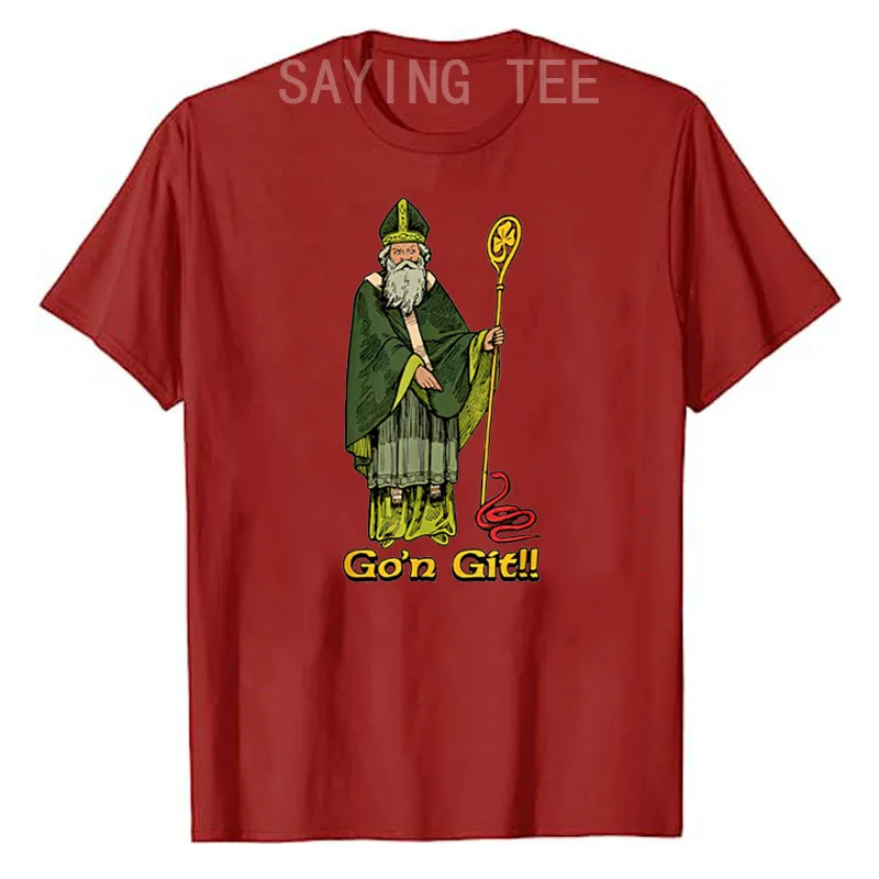 Funny Go'n Git Funny St Patrick's Day T-Shirt Lucky Shamrock Leaf or Clover Clothes Gifts Humorous Short Sleeve Blouses Gifts