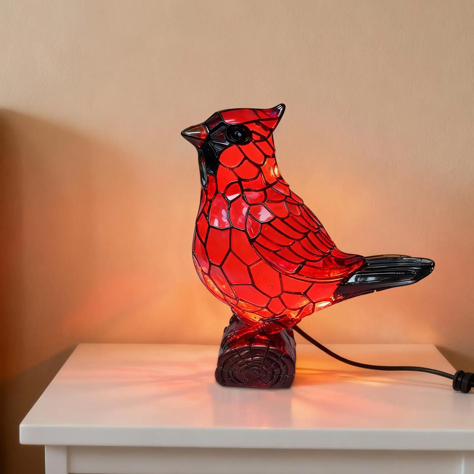 Bird Lamp Resin Red Bird Desk Accessories Bedside Lamp For Living Room Bathroom Nursery Reading Corner Dorm Hotel Apartment