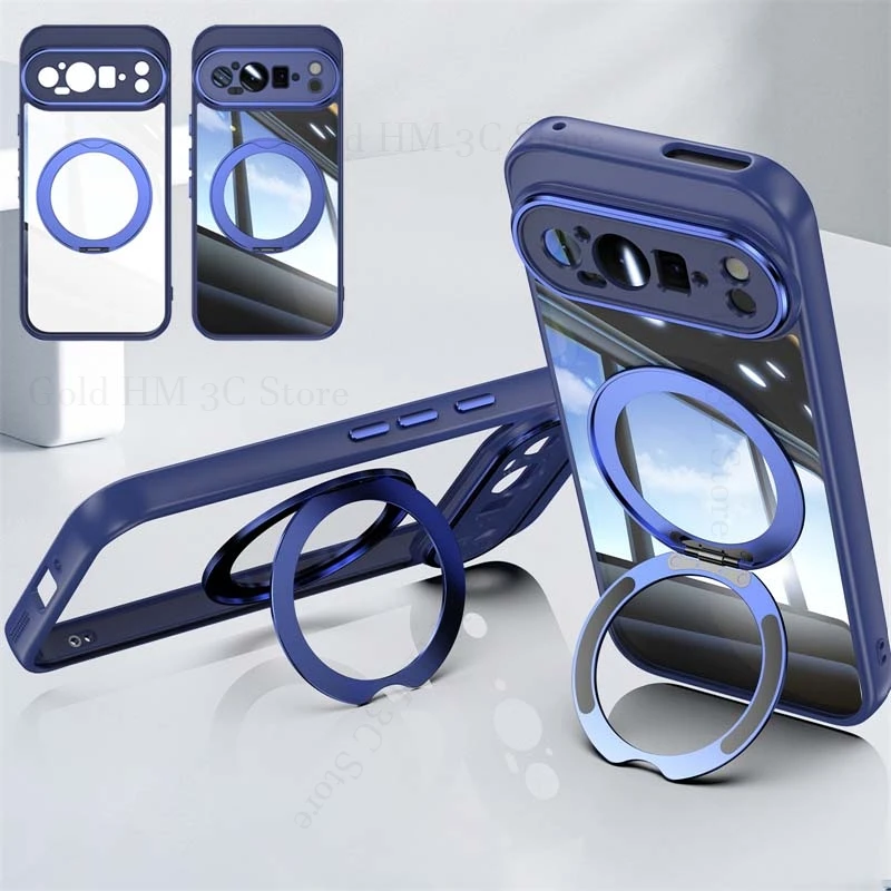 

360° Magnetic Ring Invisible Bracket Case For Google Pixel 10 Pro XL Tempered Transparent Cover Pixel 9 Pro XL 9A 8a 10 Pro Capa