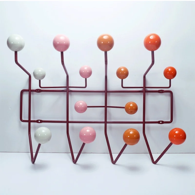 Candy Coat Rack Hang It All Solid Wood Balls Metal Hooks Clothes Holder Hat Wall Hanger Nordic Designer Furniture Home Decortion