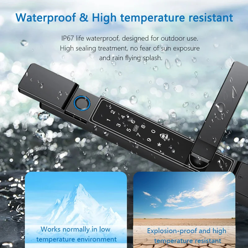 Glomarket Tuya Smart Waterproof Door Locks 3585 Biometric Finger Print Password Aluminum Door Lock