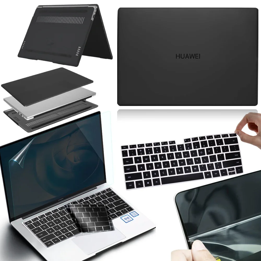 For Huawei MateBook 13/14/D14/D15/13S/14S/Honor MagicBook X14/X15/X 2020/Pro 16.1 Laptop Case+Screen Protector+US Keyboard Film