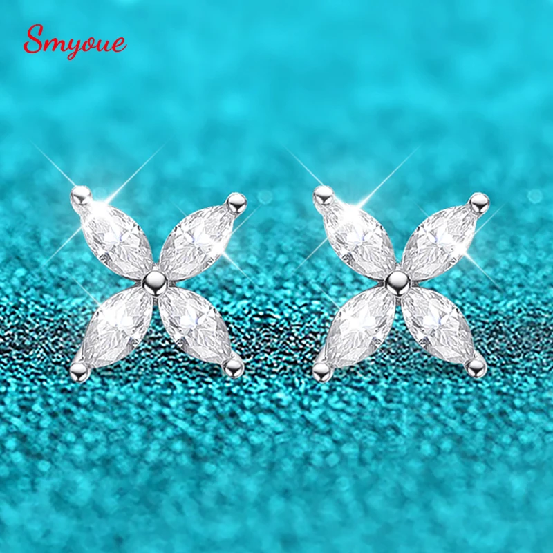 Smyoue 2.4cttw Marquise Cut Moissanite Studs Earring for Women Luxury Quality Jewelry 100% S925 Sterling Silver Earrings Wedding