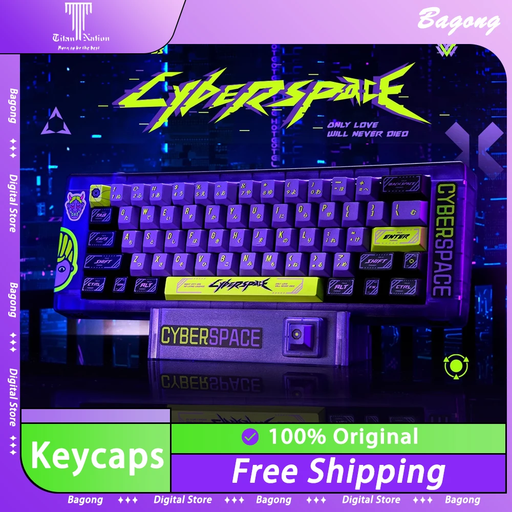 

Titan Nation CYBERSPACE theme Keycap 150 Key PBT Keycaps Original Factory Height Five-Sided Thermal Sublimation Keycap Mac Gamer