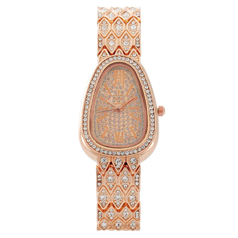 Luxury Snake Shaped Diamond Quartz Watch for Women Fashion High End Wristwatch Full Rhinestone Ladies Casual Female Watches