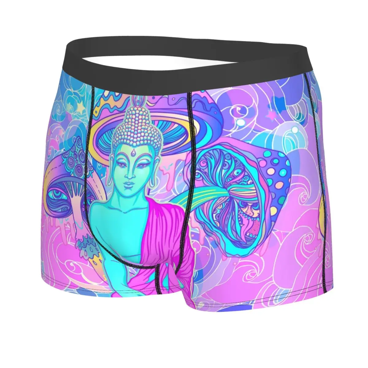 Novelty Psychedelic Magic Mushroom Boxers Shorts Underpants Men's Comfortable Trippy Buddha Briefs Underwear