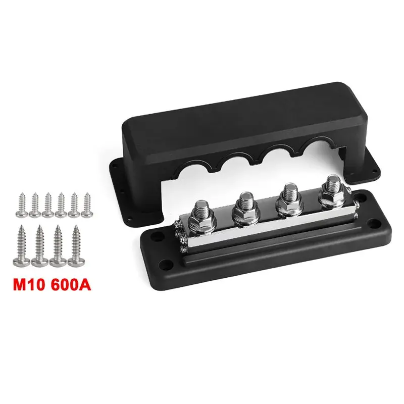 【AC77 Top !! 】600A 4-Way Busbar Heavy Duty Power Distribution Block M10 Stud