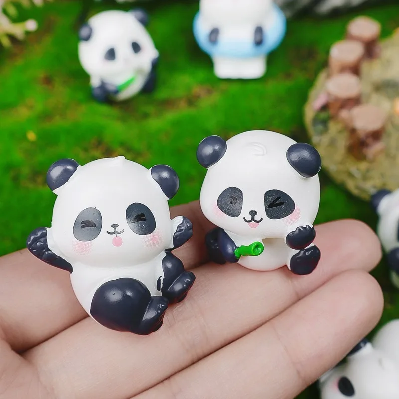 20/1PCS Cute Mini Panda Car Dashboard Ornaments Resin Miniature Car Home Decoration Doll Car Interior Accessories Toy Gift Girl