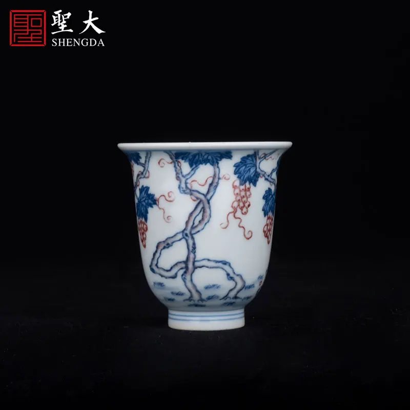 Youligong chat lignes intéressantes, tasse principale en porcelaine manuelle peinte à la main kung fu, échantillon de thé, tasse à thé, bleu et blanc