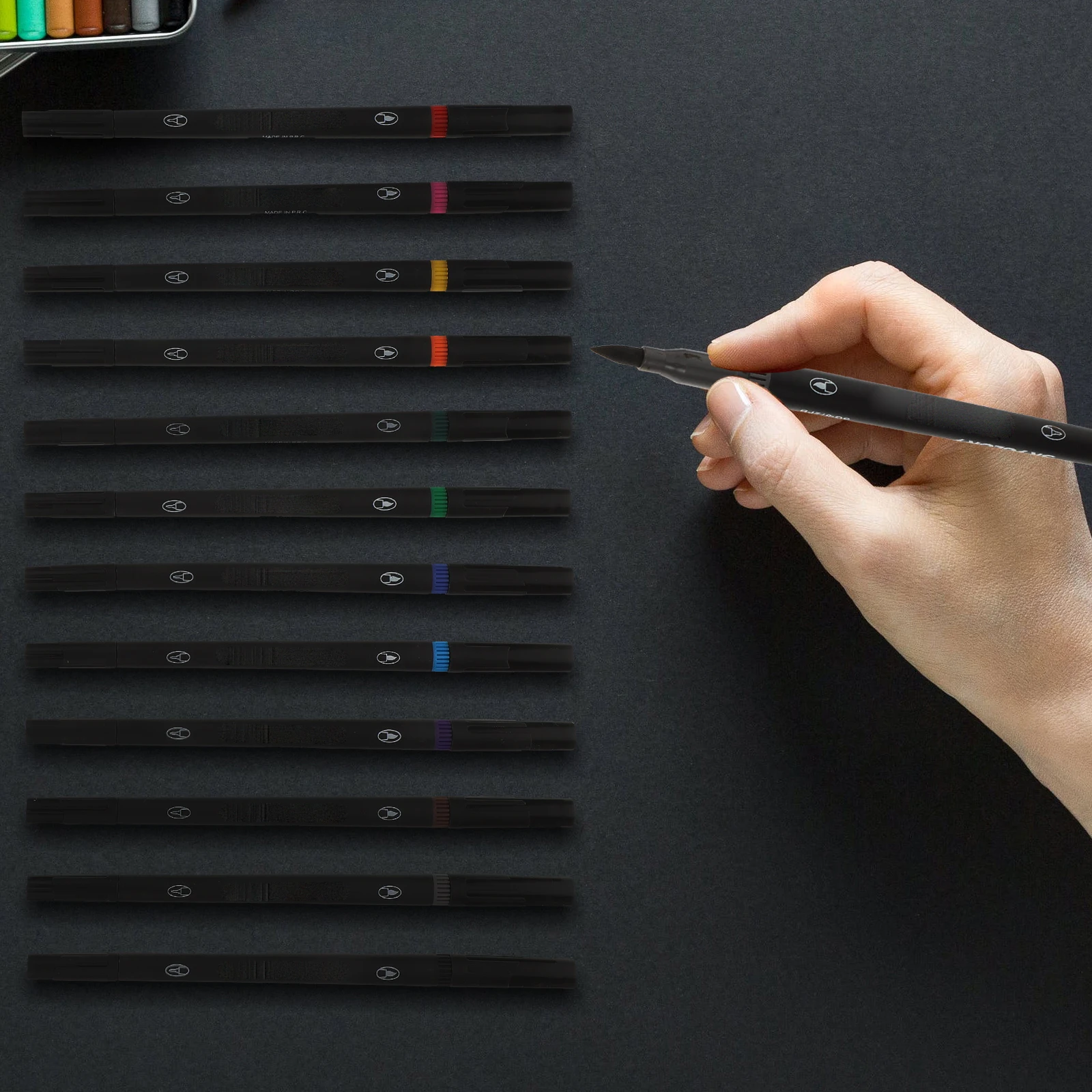 

12pcs Double-Headed Pens For Line Drawing Watercolor Markers Art Painting Smooth Nib Durable Fade-Resistant Easy To Carry Gift