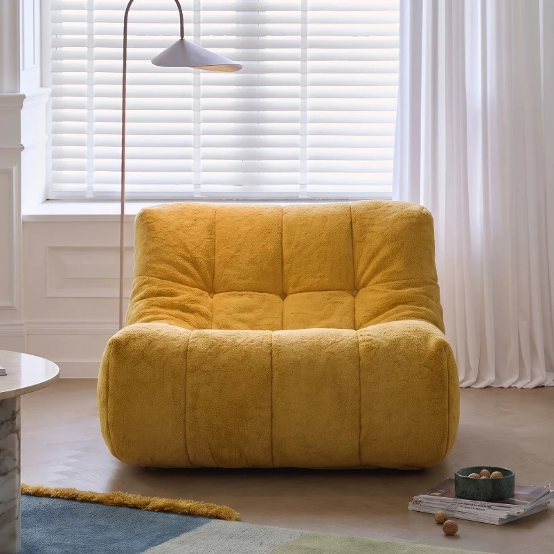 Single Nordic Simple Large Living Room Fabric Sofa Lazy Floor Sofa Chair Bedroom Height Density Sponge Leisure Recliner