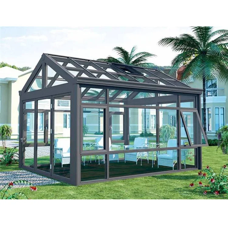 2024 Modern Design Retractable Sunroom Four Seasons Outdoor Glass Sunroom for Villas with Polygon Roof Molding