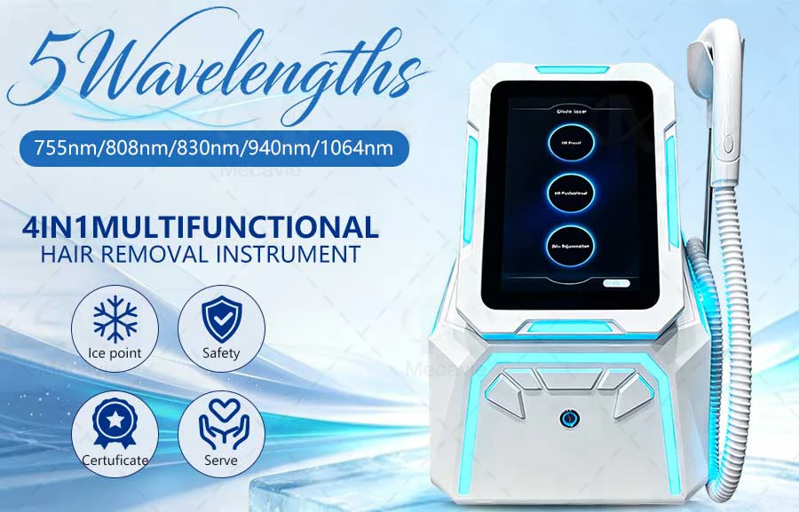 2026 Professional 5000W Four-Wave Diode Laser Hair Removal Device Suitable for Beauty Salons