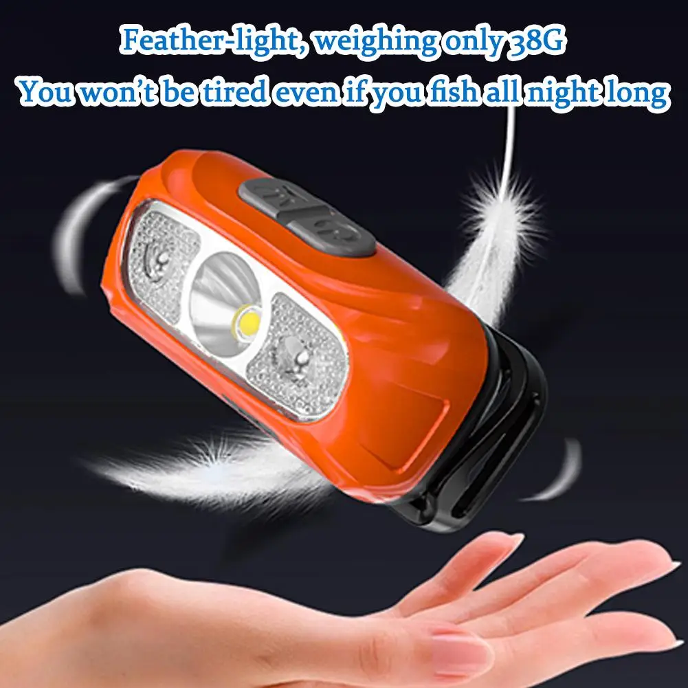 Ultralight Motionsensor ไฟหน้า 1200mAh Bright LED ไฟหน้ากันน้ํากลางแจ้งโคมไฟฉุกเฉิน Camping Fishing Head Light