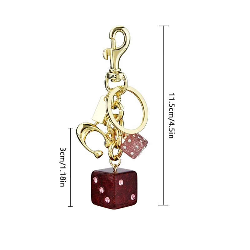 Modischer roter Würfel-Kristallanhänger, Alphabet-Taschen-Dekoration, Schlüsselanhänger, Geschenk für Studentinnen, Damen-Rucksack-Anhänger, Schlüsselanhänger-Geschenk – Detail 6